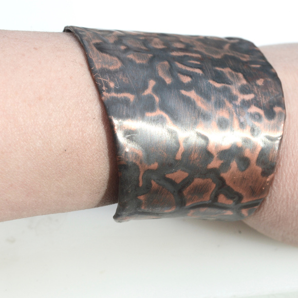 Poinsettia Flower Cuff Bracelet Copper Christmas - Picture 7 of 8